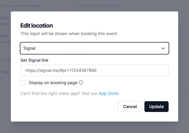 Screenshot of app Signal